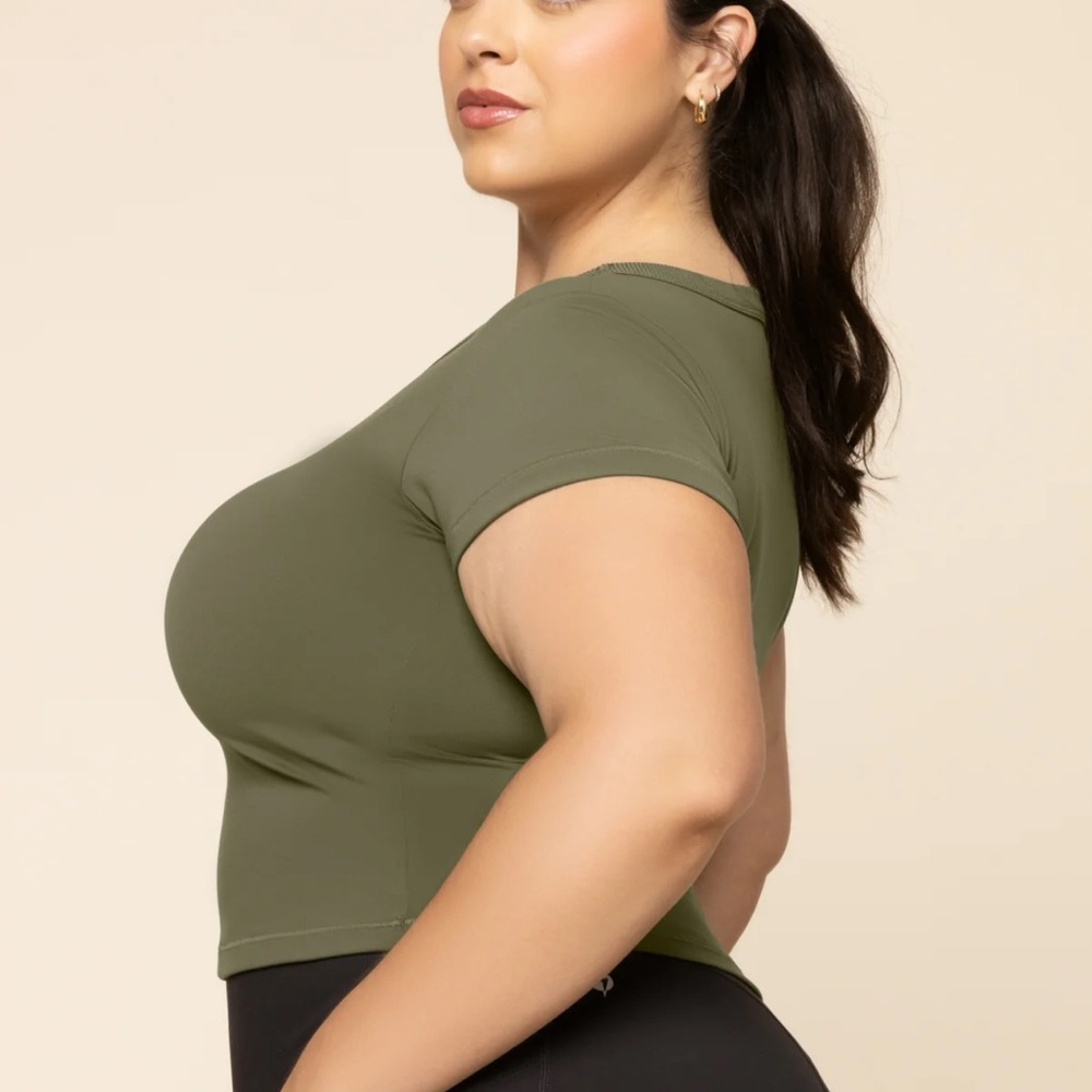 Call Me Baby Reversible Tee/Dark Olive color